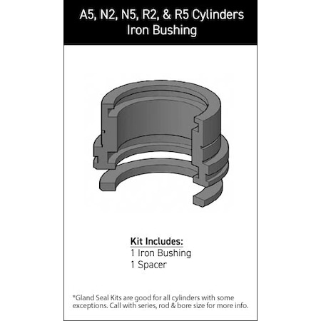 Hydro-Line - After Market Parts Hydraulic Cylinder Repair Kit- 1-3/8 Gland w/ Spacer 655-11